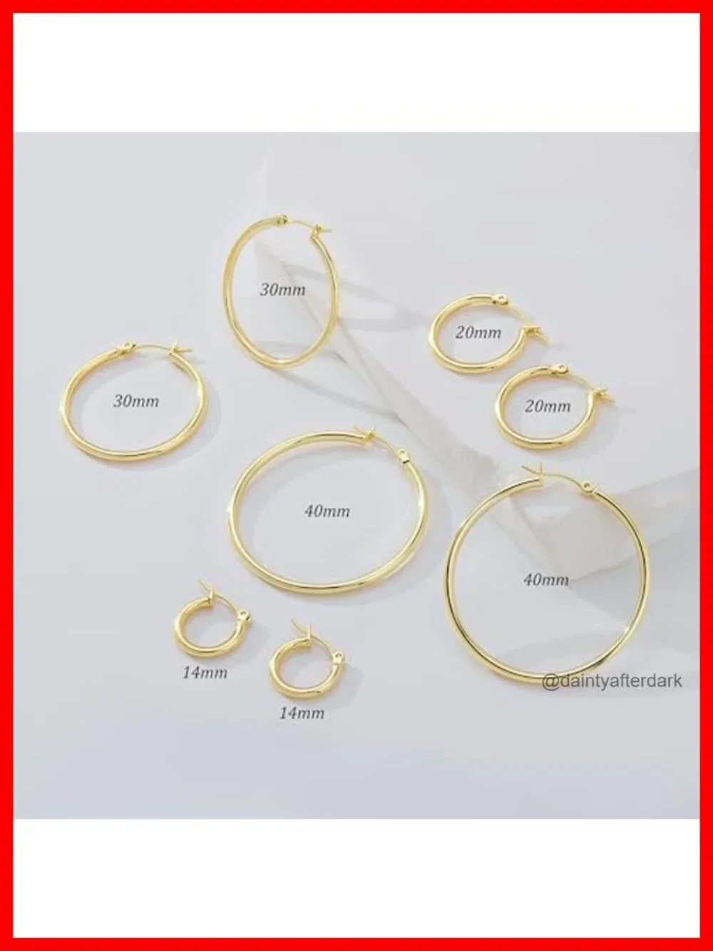 14k Gold Plated Hoop Earrings Set for Women, Sterling Silver Post,